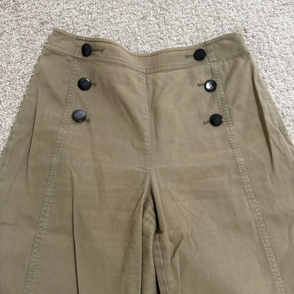 Broome Street Kate Spade Sailor Style‎ Cropped Wide Leg Pants Olive Green Size 0